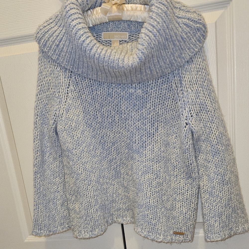 MICHAEL KORS Light Blue/Gray Cowl Neck Sweater Size S